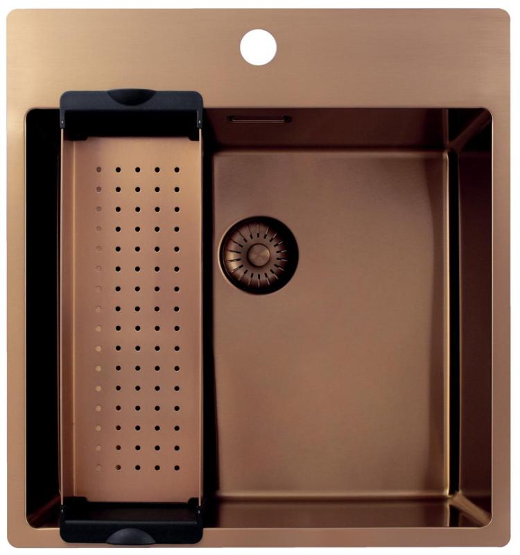 Pure.Sink Exclusivo Χάλκινος νεροχύτης 49x52 εκ. Tapwing με τρύπα για βρύση με ακτίνα 10 χιλιοστών PEX4540T-62