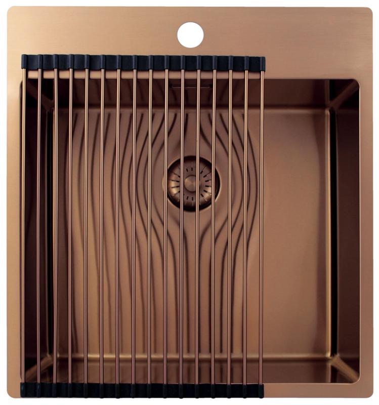 Pure.Sink Exclusivo Χάλκινος νεροχύτης 49x52 εκ. Tapwing με τρύπα για βρύση με ακτίνα 10 χιλιοστών PEX4540T-62