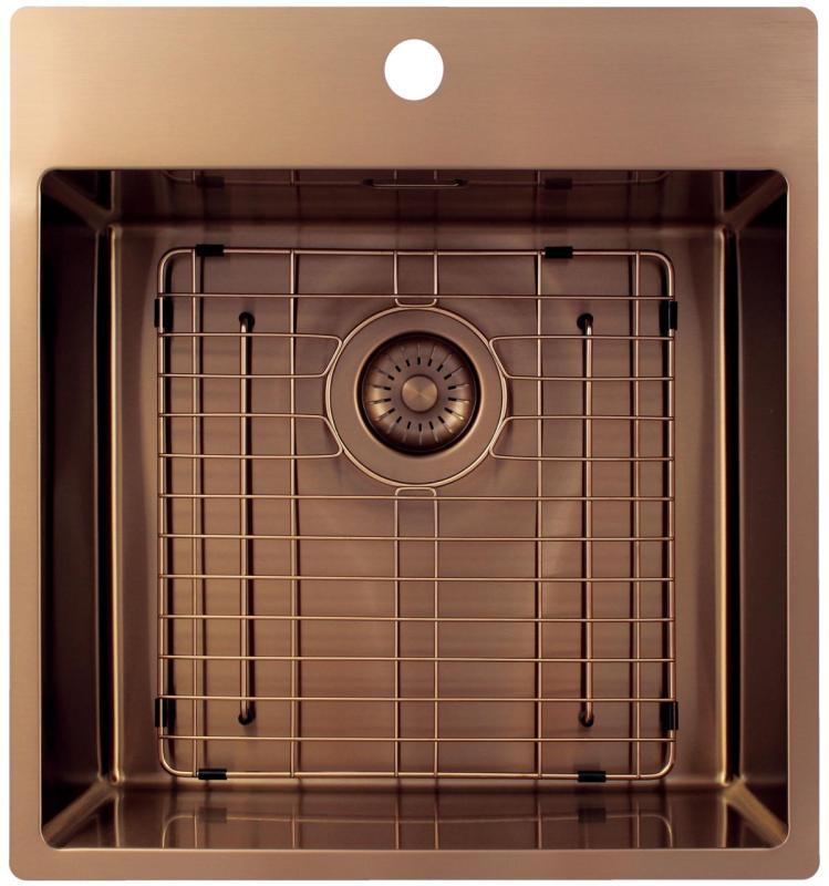 Pure.Sink Exclusivo Χάλκινος νεροχύτης 49x52 εκ. Tapwing με τρύπα για βρύση με ακτίνα 10 χιλιοστών PEX4540T-62