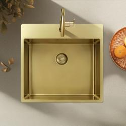 Pure.Sink Exclusivo Χρυσή νεροχύτη 54x52 εκατοστά Tapwing με τρύπα για βρύση ακτίνα 10 χιλιοστά PEX5040T-60