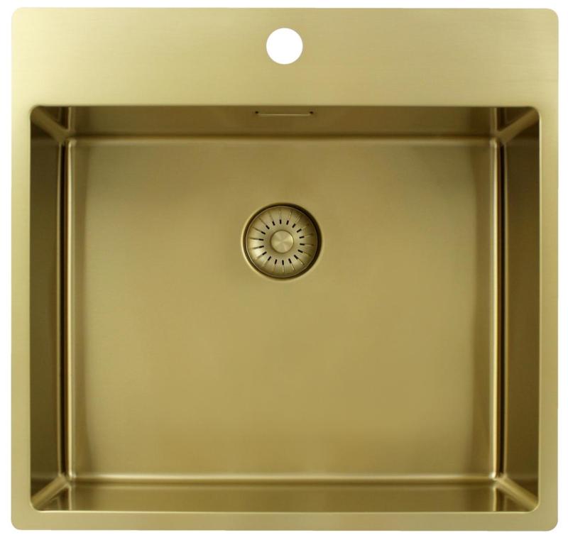 Pure.Sink Exclusivo Χρυσή νεροχύτη 54x52 εκατοστά Tapwing με τρύπα για βρύση ακτίνα 10 χιλιοστά PEX5040T-60