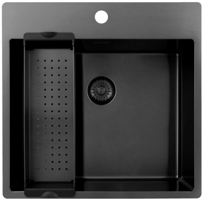 Pure.Sink Exclusivo Gun Metal 54x52 εκατοστά Tapwing με τρύπα για βρύση 10mm ακτίνα PEX5040T-61