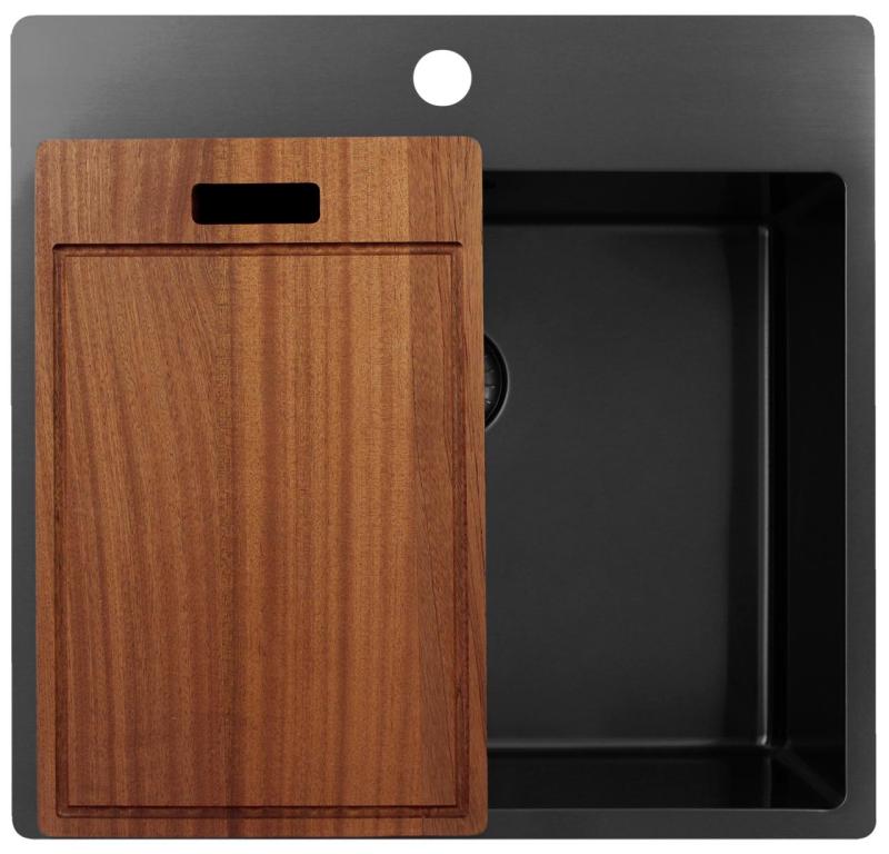 Pure.Sink Exclusivo Gun Metal 54x52 εκατοστά Tapwing με τρύπα για βρύση 10mm ακτίνα PEX5040T-61