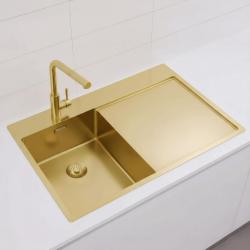 Pure.Sink Exclusivo Μικρό χρυσό νεροχύτη με αποστραγγιστικό 78x52 cm Βρύση αριστερά PEX3478LT-60