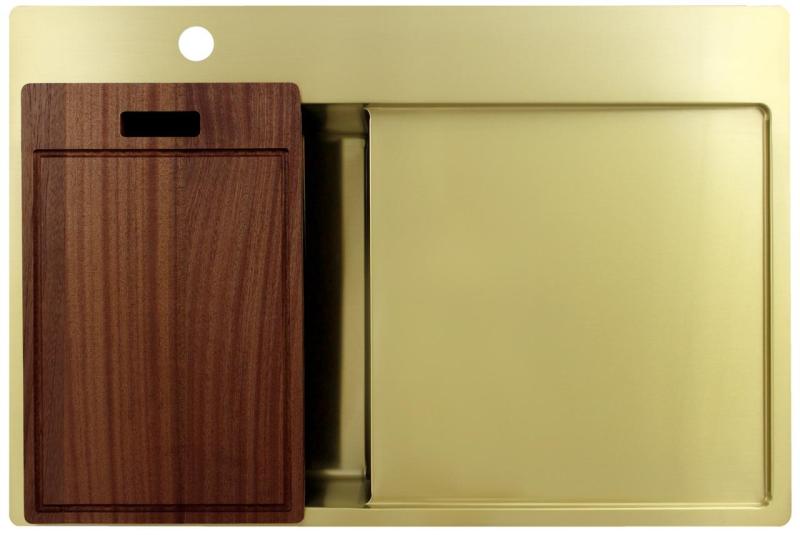 Pure.Sink Exclusivo Μικρό χρυσό νεροχύτη με αποστραγγιστικό 78x52 cm Βρύση αριστερά PEX3478LT-60