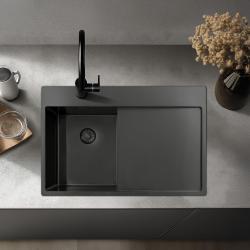 Pure.Sink Exclusivo Gun Metal μικρό νεροχύτη με στραγγιστήρα 78x52 εκ Tapwing αριστερά PEX3478LT-61