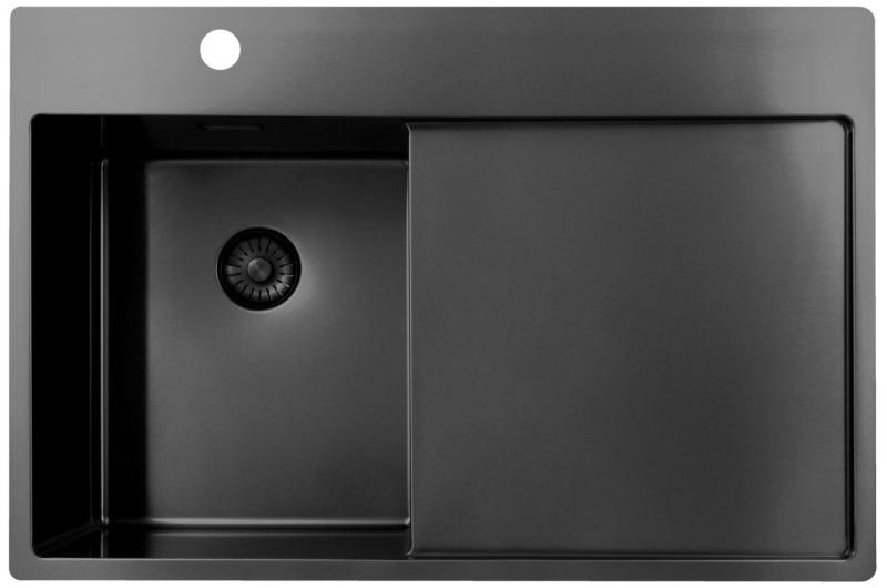 Pure.Sink Exclusivo Gun Metal μικρό νεροχύτη με στραγγιστήρα 78x52 εκ Tapwing αριστερά PEX3478LT-61