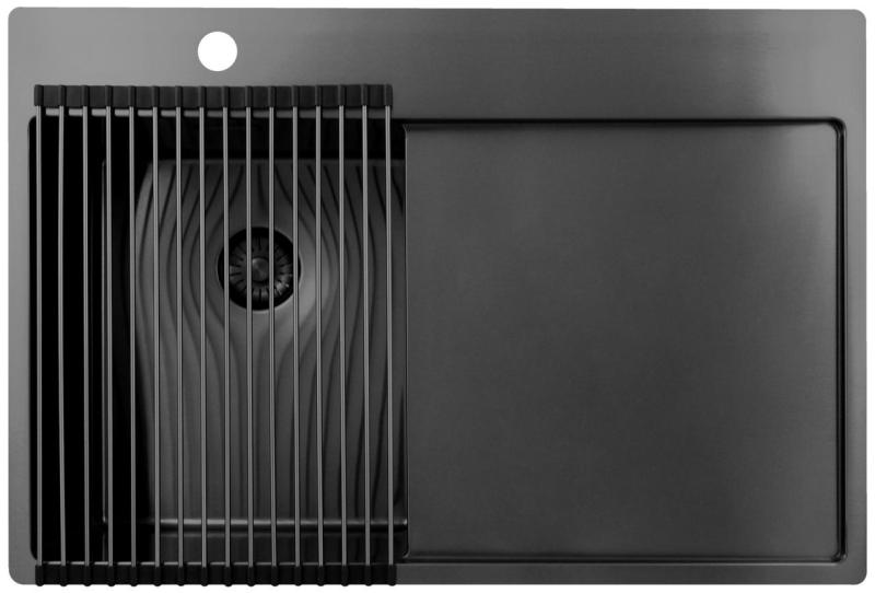 Pure.Sink Exclusivo Gun Metal μικρό νεροχύτη με στραγγιστήρα 78x52 εκ Tapwing αριστερά PEX3478LT-61