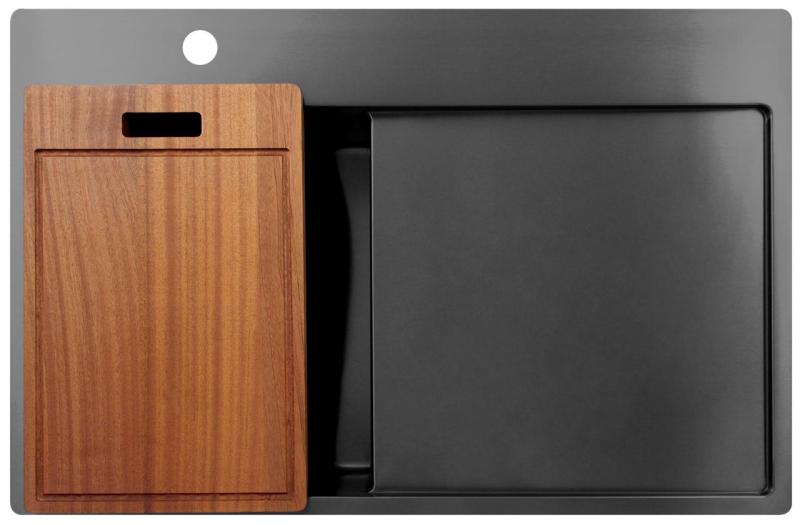 Pure.Sink Exclusivo Gun Metal μικρό νεροχύτη με στραγγιστήρα 78x52 εκ Tapwing αριστερά PEX3478LT-61