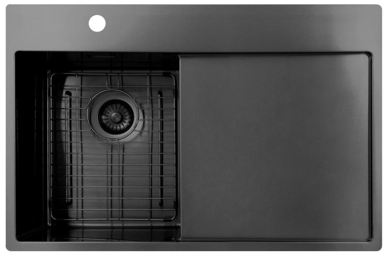 Pure.Sink Exclusivo Gun Metal μικρό νεροχύτη με στραγγιστήρα 78x52 εκ Tapwing αριστερά PEX3478LT-61