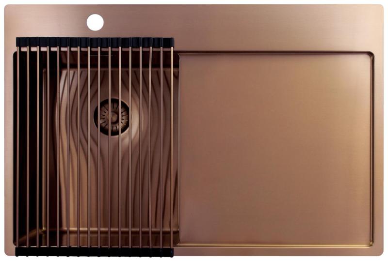 Pure.Sink Exclusivo Χάλκινο μικρό νεροχύτη με στραγγιστήρα 78x52 cm Tapwing αριστερά PEX3478LT-62