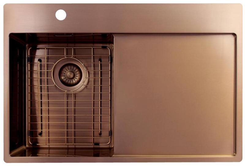 Pure.Sink Exclusivo Χάλκινο μικρό νεροχύτη με στραγγιστήρα 78x52 cm Tapwing αριστερά PEX3478LT-62