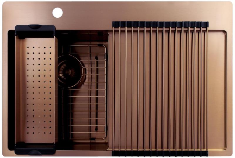 Pure.Sink Exclusivo Χάλκινο μικρό νεροχύτη με στραγγιστήρα 78x52 cm Tapwing αριστερά PEX3478LT-62