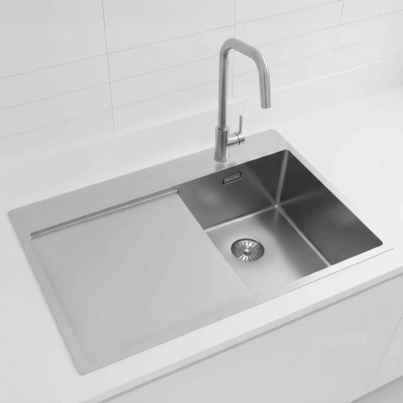 Pure.Sink Exclusivo RVS μικρό νεροχύτη με στραγγιστήρα 78x52 εκ. Tapwing δεξιά PEX3478RT-02