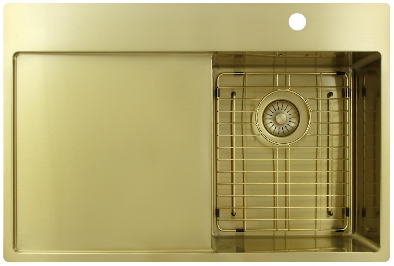 Pure.Sink Exclusivo Χρυσό μικρό νεροχύτη με στραγγιστήρα 78x52 εκ. Tapwing δεξιά PEX3478RT-60