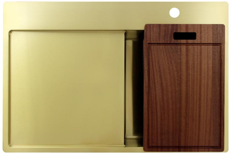 Pure.Sink Exclusivo Μικρό χρυσό νεροχύτη με αποστραγγιστικό 78x52 cm Βρύση δεξιά PEX3478RT-60