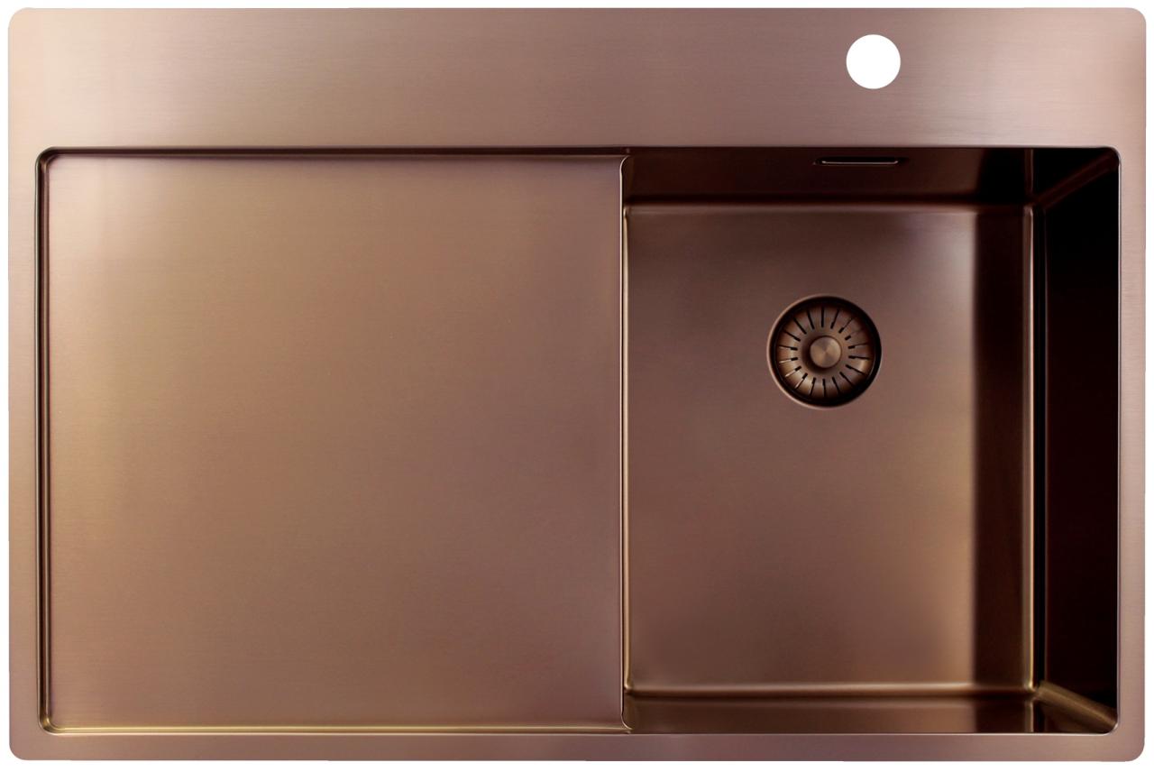 Pure.Sink Exclusivo Χάλκινο μικρό νεροχύτη με στραγγιστικό τμήμα 78x52 εκ. Tapwing δεξιά PEX3478RT-62