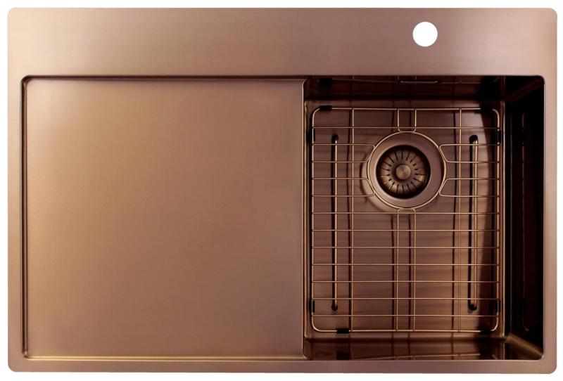 Pure.Sink Exclusivo Χάλκινο μικρό νεροχύτη με στραγγιστικό τμήμα 78x52 εκ. Tapwing δεξιά PEX3478RT-62