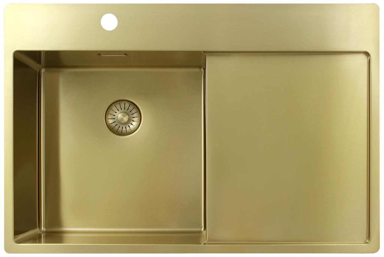 Pure.Sink Exclusivo Χρυσή νεροχύτης με στραγγιστήρα 78x52 εκατοστά Tapwing αριστερά PEX4078LT-60