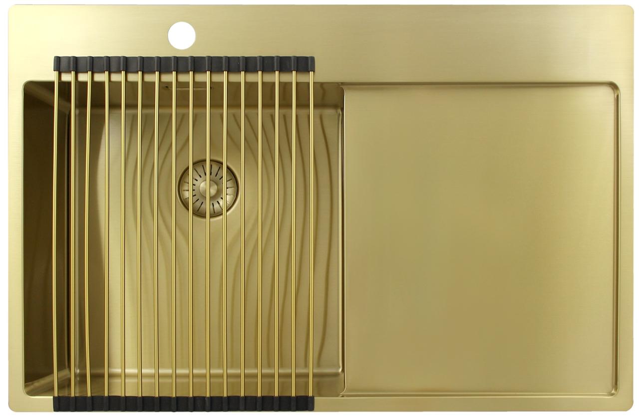Pure.Sink Exclusivo Χρυσή νεροχύτης με στραγγιστήρα 78x52 εκατοστά Tapwing αριστερά PEX4078LT-60