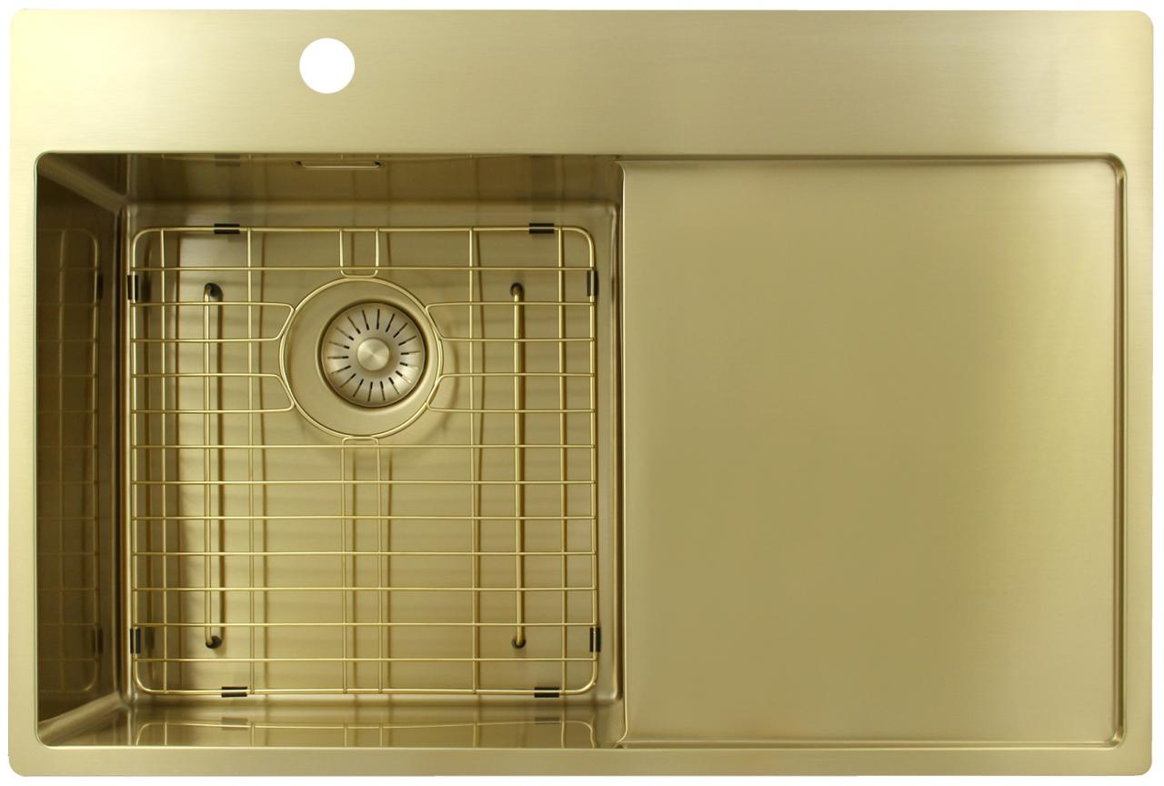 Pure.Sink Exclusivo Χρυσή νεροχύτης με στραγγιστήρα 78x52 εκατοστά Tapwing αριστερά PEX4078LT-60