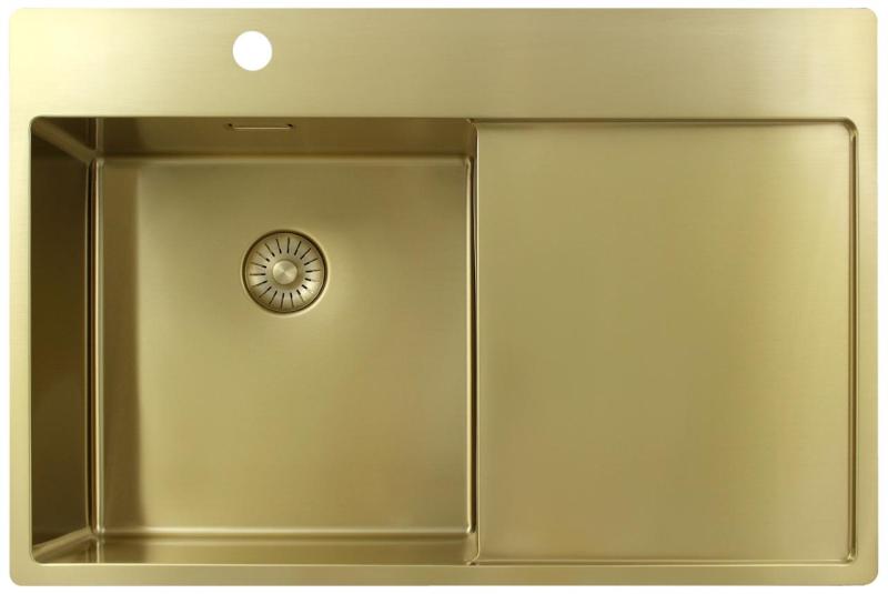 Pure.Sink Exclusivo Χρυσό νεροχύτη με αποστραγγιστικό 78x52 cm Βρύση αριστερά PEX4078LT-60