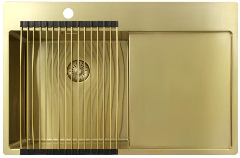 Pure.Sink Exclusivo Χρυσό νεροχύτη με αποστραγγιστικό 78x52 cm Βρύση αριστερά PEX4078LT-60