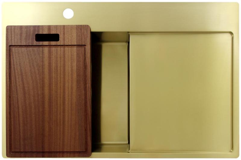 Pure.Sink Exclusivo Χρυσό νεροχύτη με αποστραγγιστικό 78x52 cm Βρύση αριστερά PEX4078LT-60