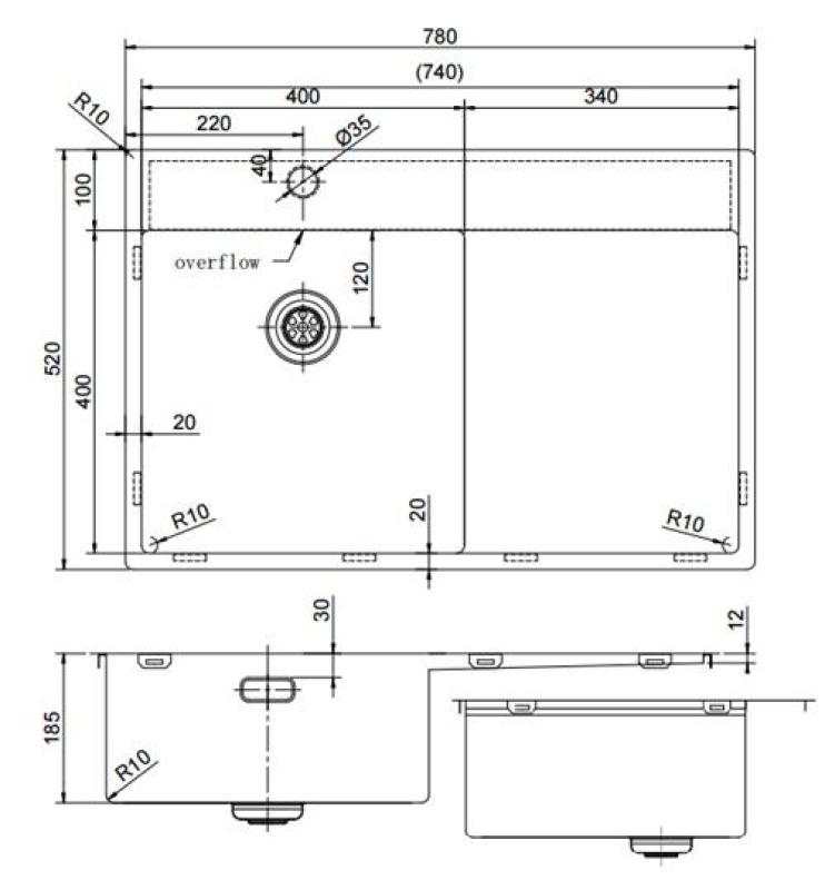 Pure.Sink Exclusivo Χρυσό νεροχύτη με αποστραγγιστικό 78x52 cm Βρύση αριστερά PEX4078LT-60