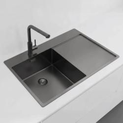 Pure.Sink Exclusivo Gun Metal νεροχύτης με στραγγιστήρα 78x52 εκ. Tapwing αριστερά PEX4078LT-61