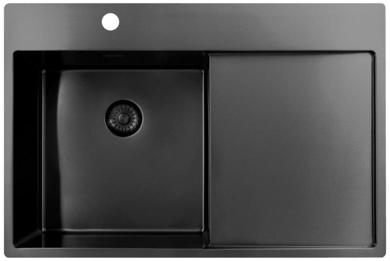 Pure.Sink Exclusivo Gun Metal νεροχύτης με στραγγιστήρα 78x52 εκ. Tapwing αριστερά PEX4078LT-61