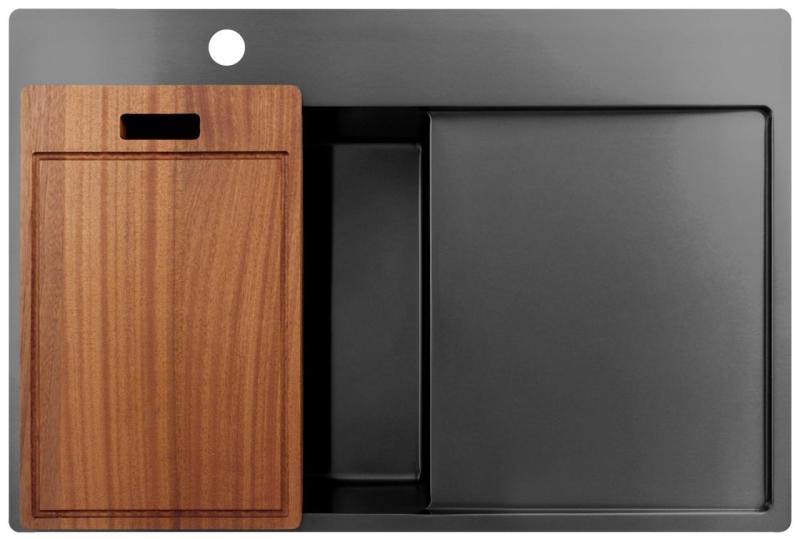 Pure.Sink Exclusivo Gun Metal νεροχύτης με στραγγιστήρα 78x52 εκ. Tapwing αριστερά PEX4078LT-61