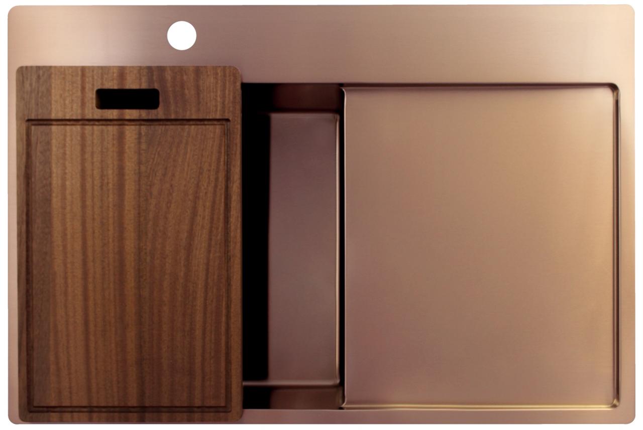 Pure.Sink Exclusivo Χάλκινος νεροχύτης με στραγγιστήρα 78x52 cm Tapwing αριστερά PEX4078LT-62