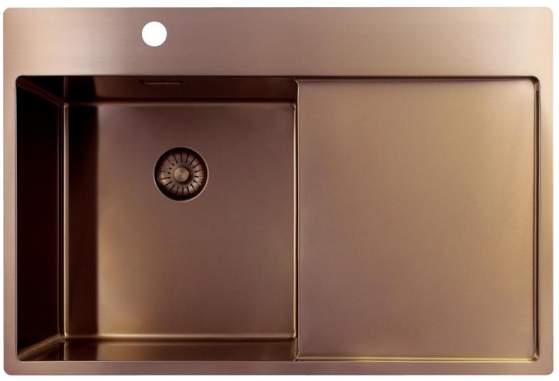 Pure.Sink Exclusivo Χάλκινος νεροχύτης με στραγγιστήρα 78x52 cm Tapwing αριστερά PEX4078LT-62