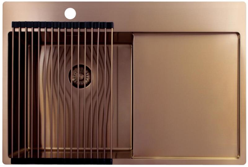 Pure.Sink Exclusivo Χάλκινος νεροχύτης με στραγγιστήρα 78x52 cm Tapwing αριστερά PEX4078LT-62