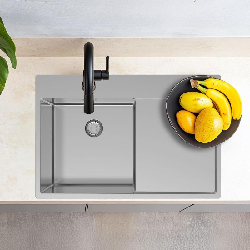 Pure.Sink Exclusivo RVS νεροχύτης με στραγγιστήρα 78x52 εκ. Tapwing δεξιά PEX4078RT-02