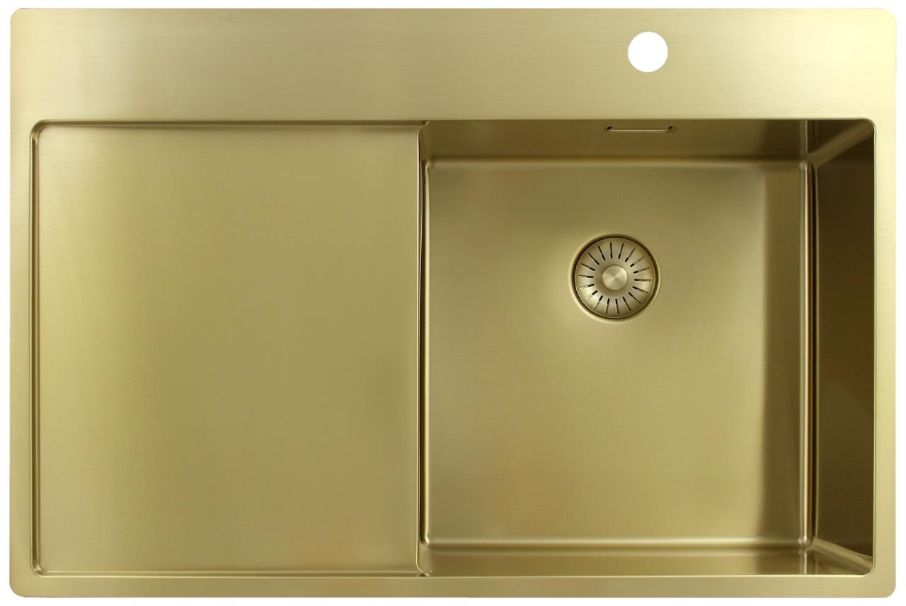Pure.Sink Exclusivo Χρυσή νεροχύτη με περιοχή στραγγίσματος 78x52 εκ. Tapwing δεξιά PEX4078RT-60