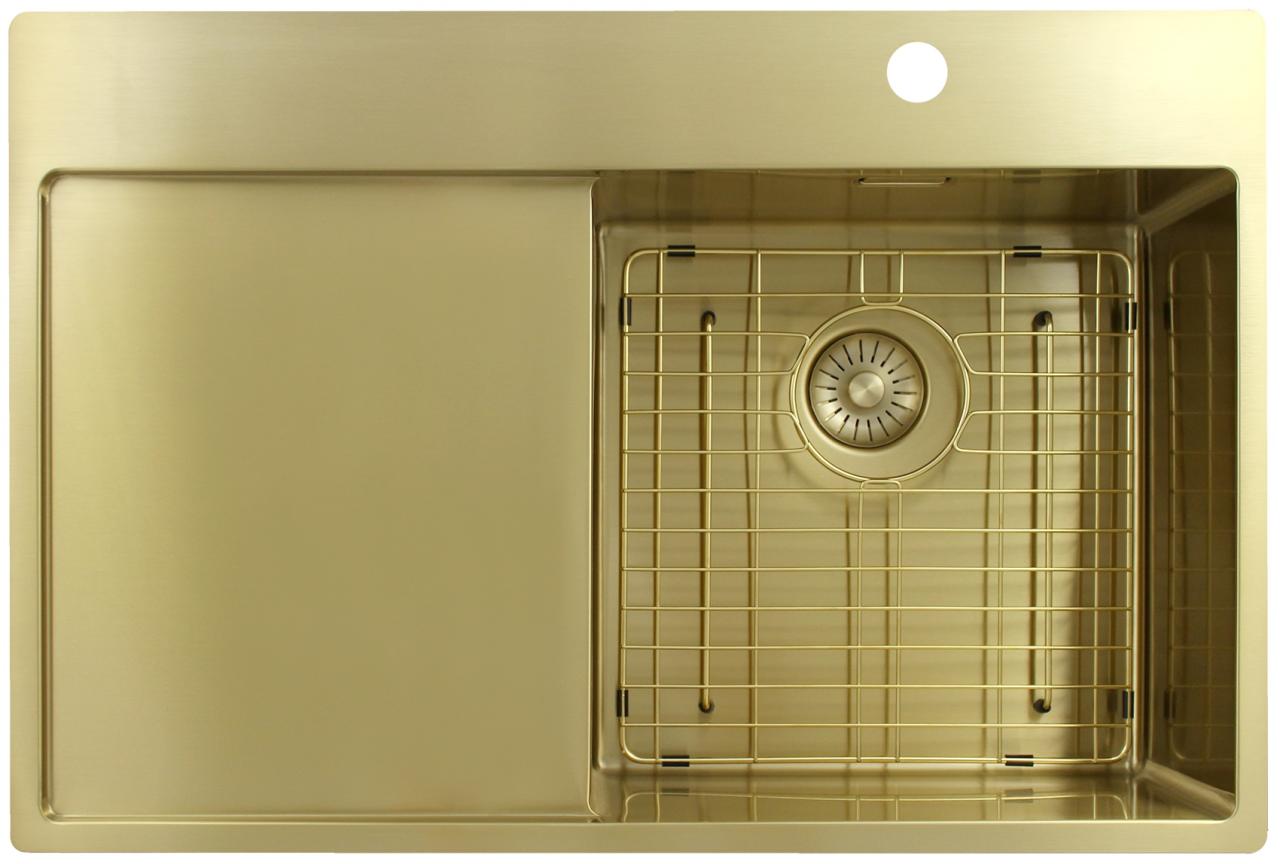 Pure.Sink Exclusivo Χρυσή νεροχύτη με περιοχή στραγγίσματος 78x52 εκ. Tapwing δεξιά PEX4078RT-60