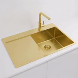 Pure.Sink Exclusivo Χρυσό νεροχύτη με αποστραγγιστικό 78x52 cm Βρύση δεξιά PEX4078RT-60