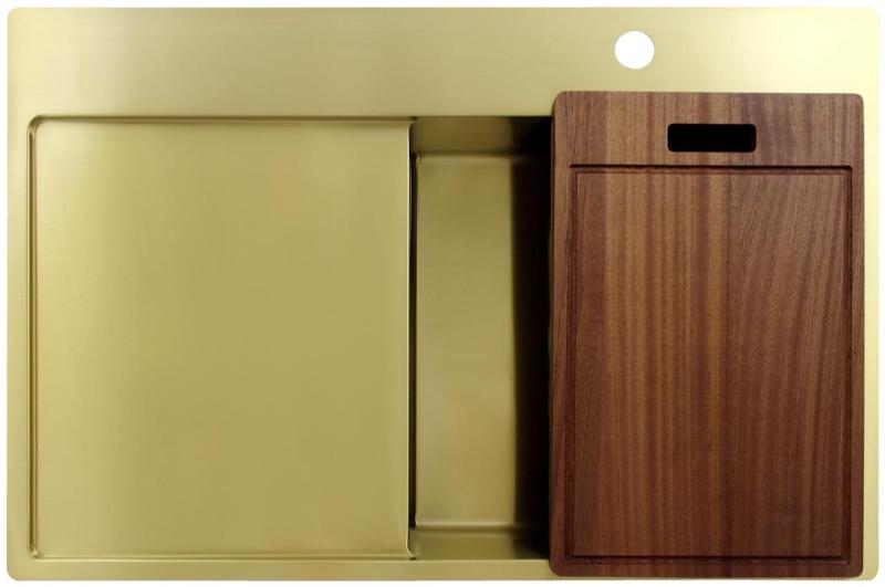 Pure.Sink Exclusivo Χρυσό νεροχύτη με αποστραγγιστικό 78x52 cm Βρύση δεξιά PEX4078RT-60