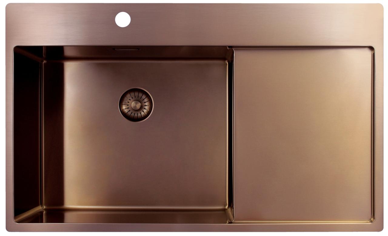 Pure.Sink Exclusivo Χάλκινος νεροχύτης με στραγγιστήρα 86x52 cm Tapwing αριστερά PEX5086LT-62