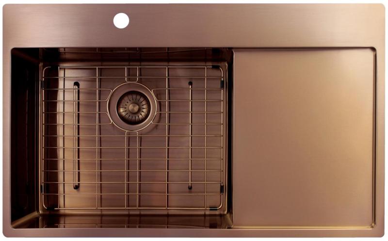 Pure.Sink Exclusivo Χάλκινος νεροχύτης με στραγγιστήρα 86x52 cm Tapwing αριστερά PEX5086LT-62