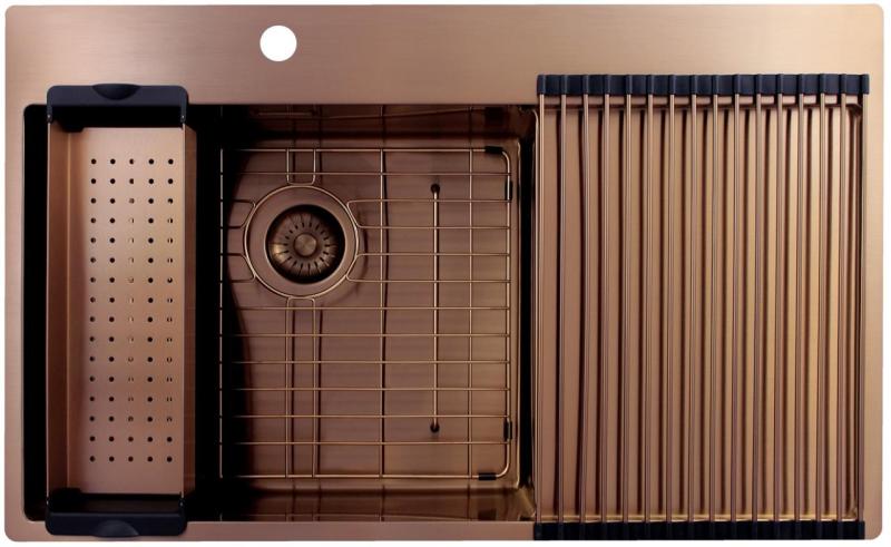 Pure.Sink Exclusivo Χάλκινος νεροχύτης με στραγγιστήρα 86x52 cm Tapwing αριστερά PEX5086LT-62