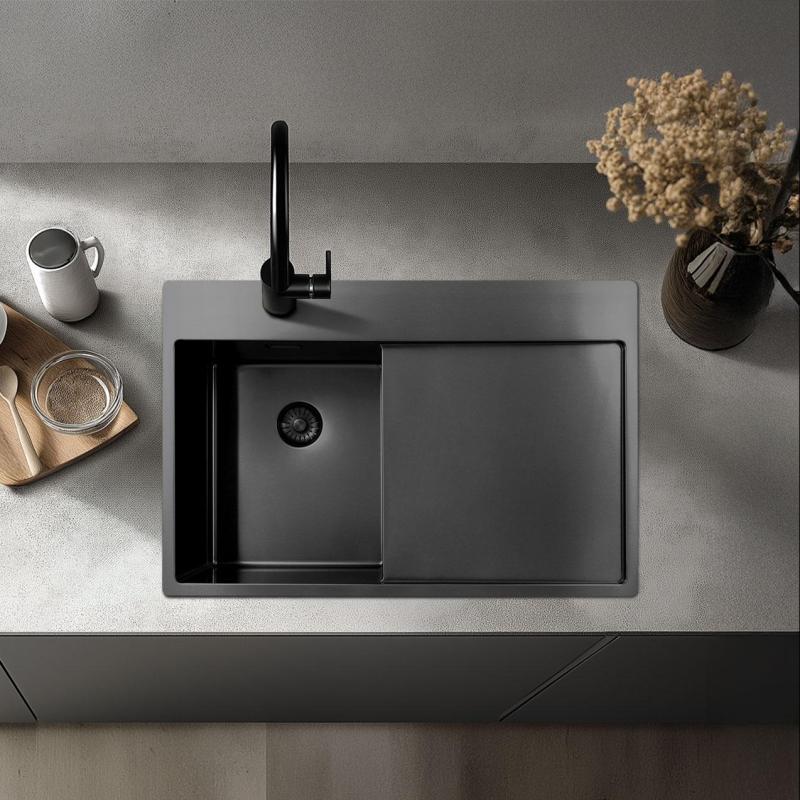 Pure.Sink Exclusivo RVS νεροχύτης με τμήμα στράγγισης 86x52 cm Tapwing δεξιά PEX5086RT-02