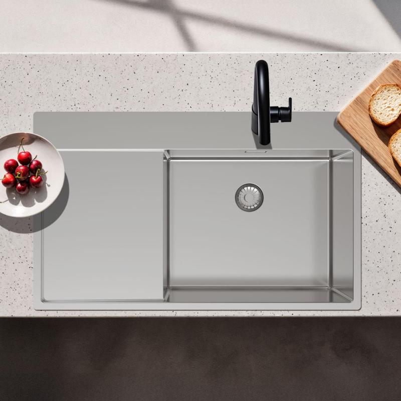 Pure.Sink Exclusivo RVS νεροχύτης με τμήμα στράγγισης 86x52 cm Tapwing δεξιά PEX5086RT-02