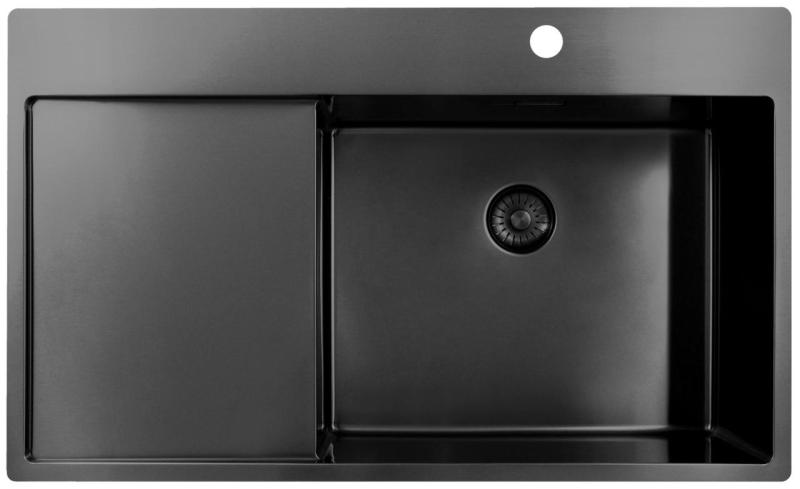 Pure.Sink Exclusivo Gun Metal νεροχύτης με στραγγιστήρα 86x52 εκ. Tapwing δεξιά PEX5086RT-61