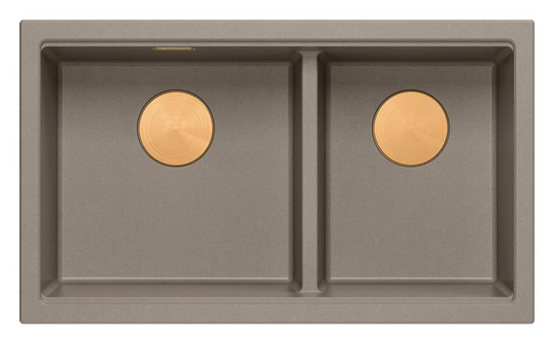 Quadri Newport II Διπλό Ταυπ Νεροχύτης Πάγκου Γρανίτη 702 x 390 mm με Χάλκινο Φίλτρο 1208971377