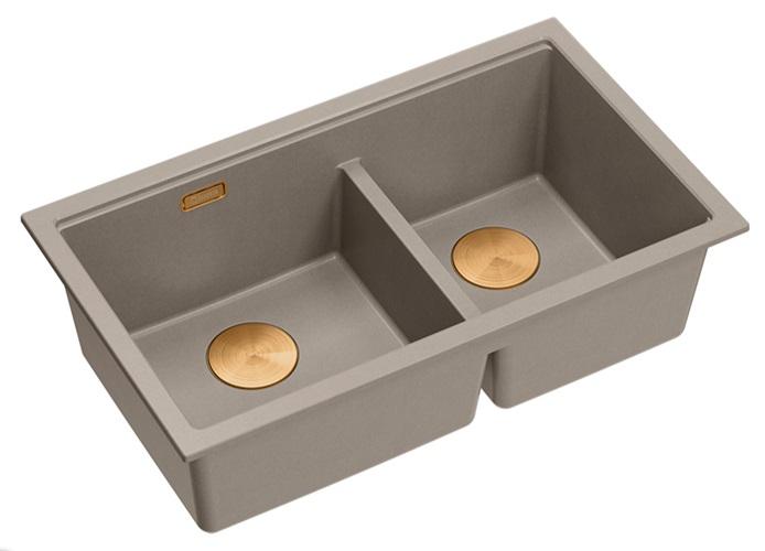 Quadri Newport II Διπλό Ταυπ Νεροχύτης Πάγκου Γρανίτη 702 x 390 mm με Χάλκινο Φίλτρο 1208971377