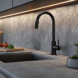 Quadri Viora Μαύρη κουζινόμπατα 3-δρόμων με επιπλέον σύνδεση για φιλτραρισμένο νερό 1208971403