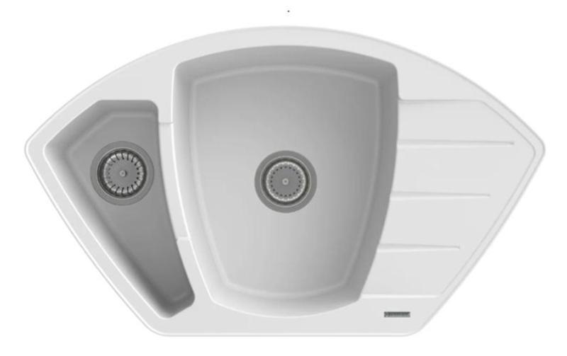 Graniteland Monte Γρανίτης λευκή Γωνιακή νεροχύτη επιφάνειας 901x538mm με Πρίζα από Ανοξείδωτο Χάλυβα 1208971415